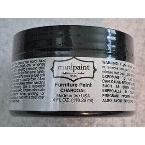 Mudpaint Furniture Paint Charcoal Dark Gray Matte Eco-Friendly Unopened 4 fl oz